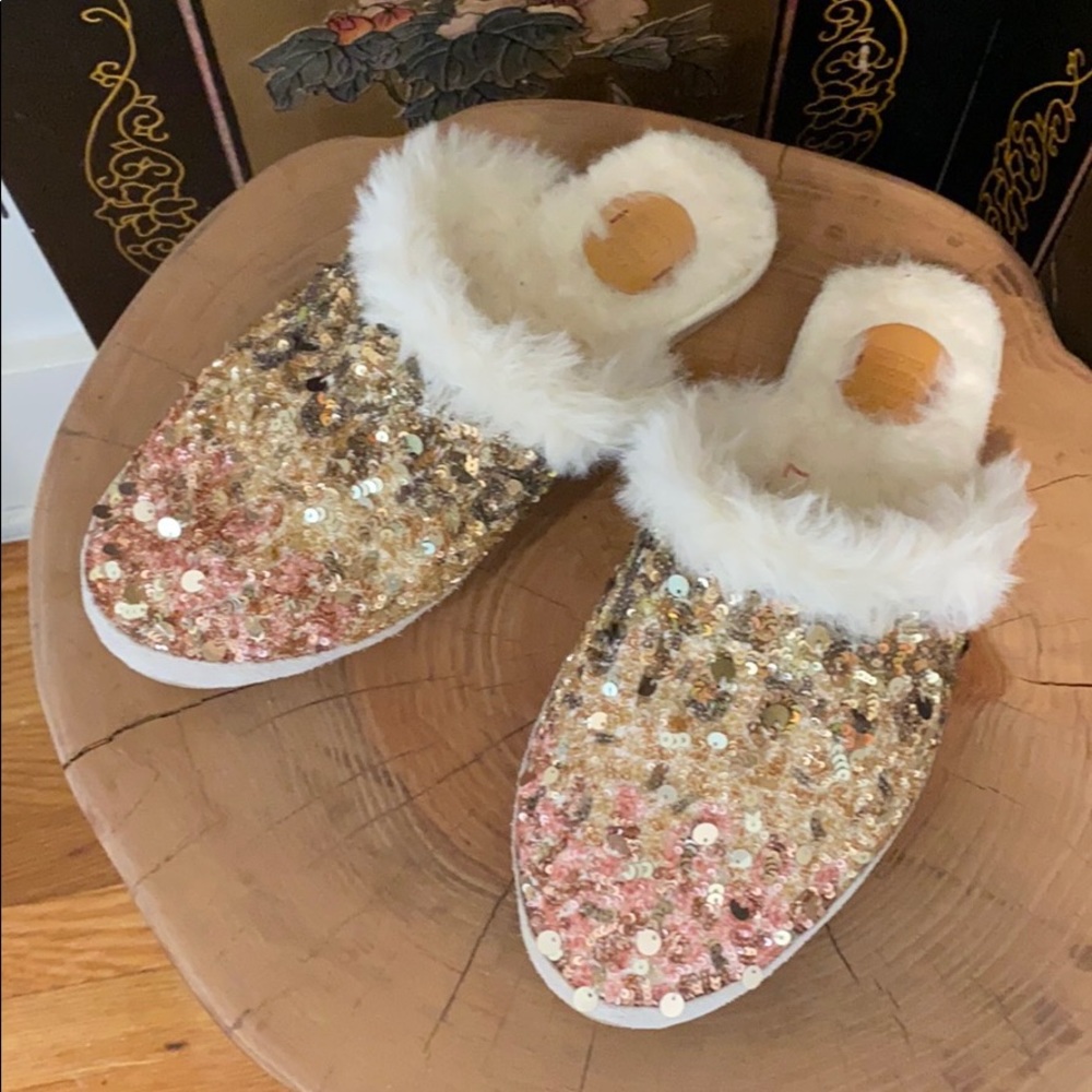 Anthropologie Ombré Sequin Slippers